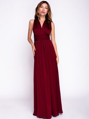Express Wedding Formal Holiday Party Maxi Gown Dress in Burgundy Red Small NWT